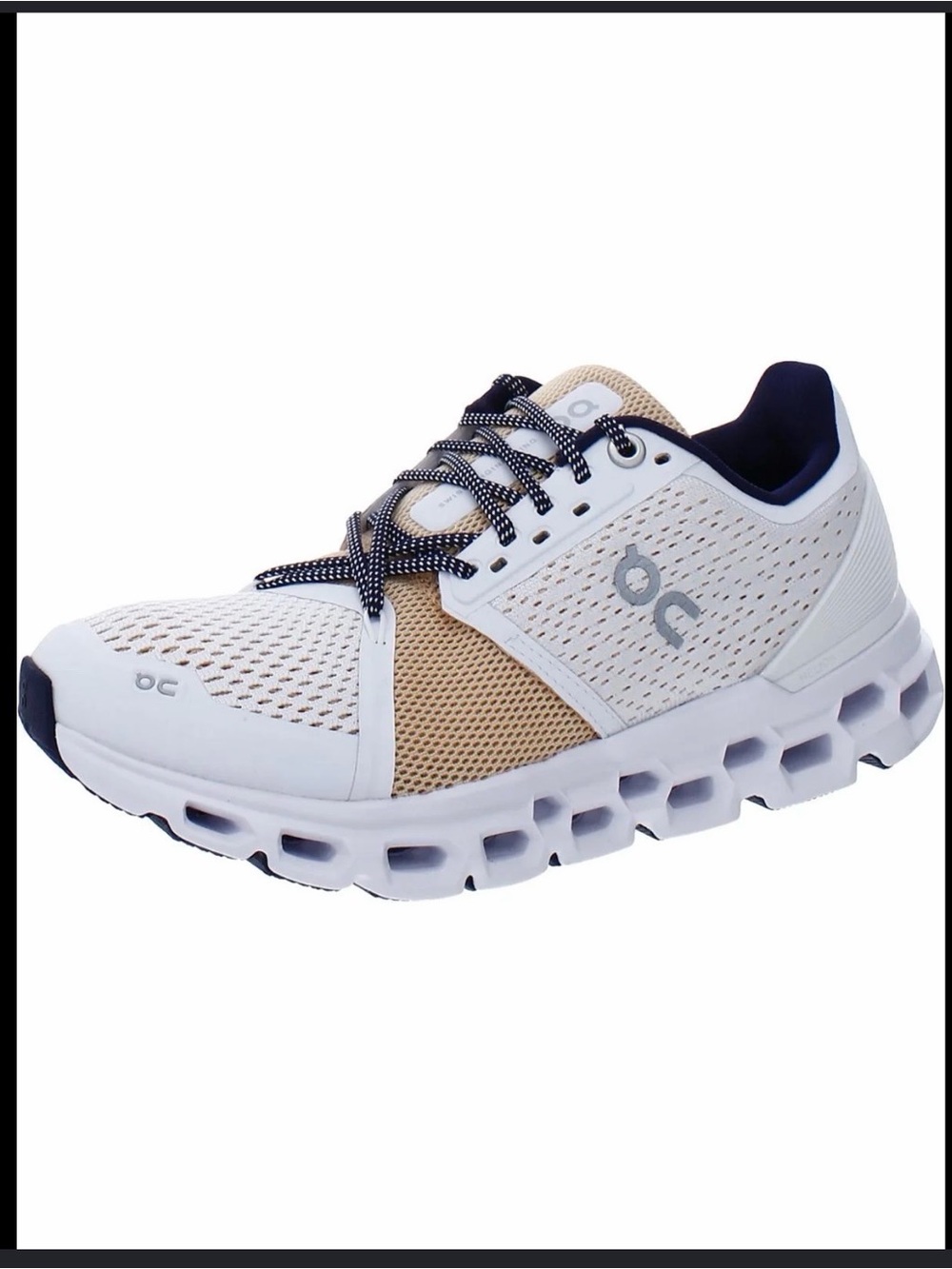 On Running Cloudflow Men's Running Shoe - White, Tan & Navy